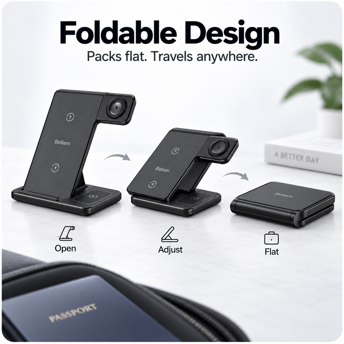 Bellam 3-in-1 Foldable Wireless Charging Station