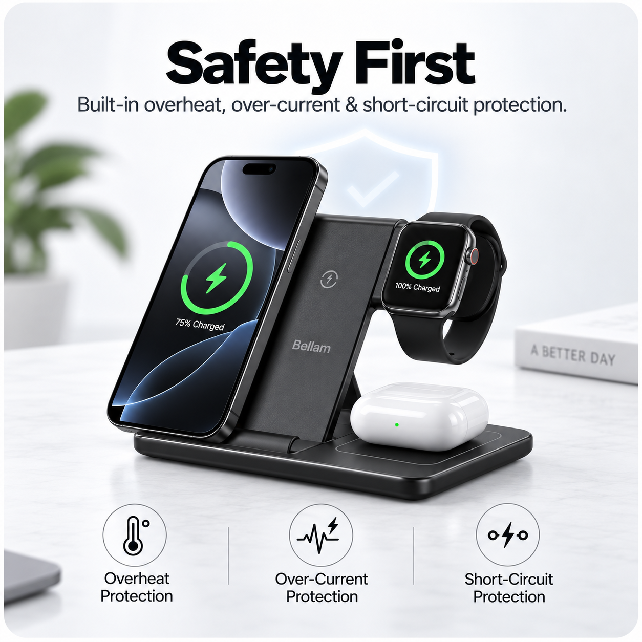 Bellam 3-in-1 Foldable Wireless Charging Station
