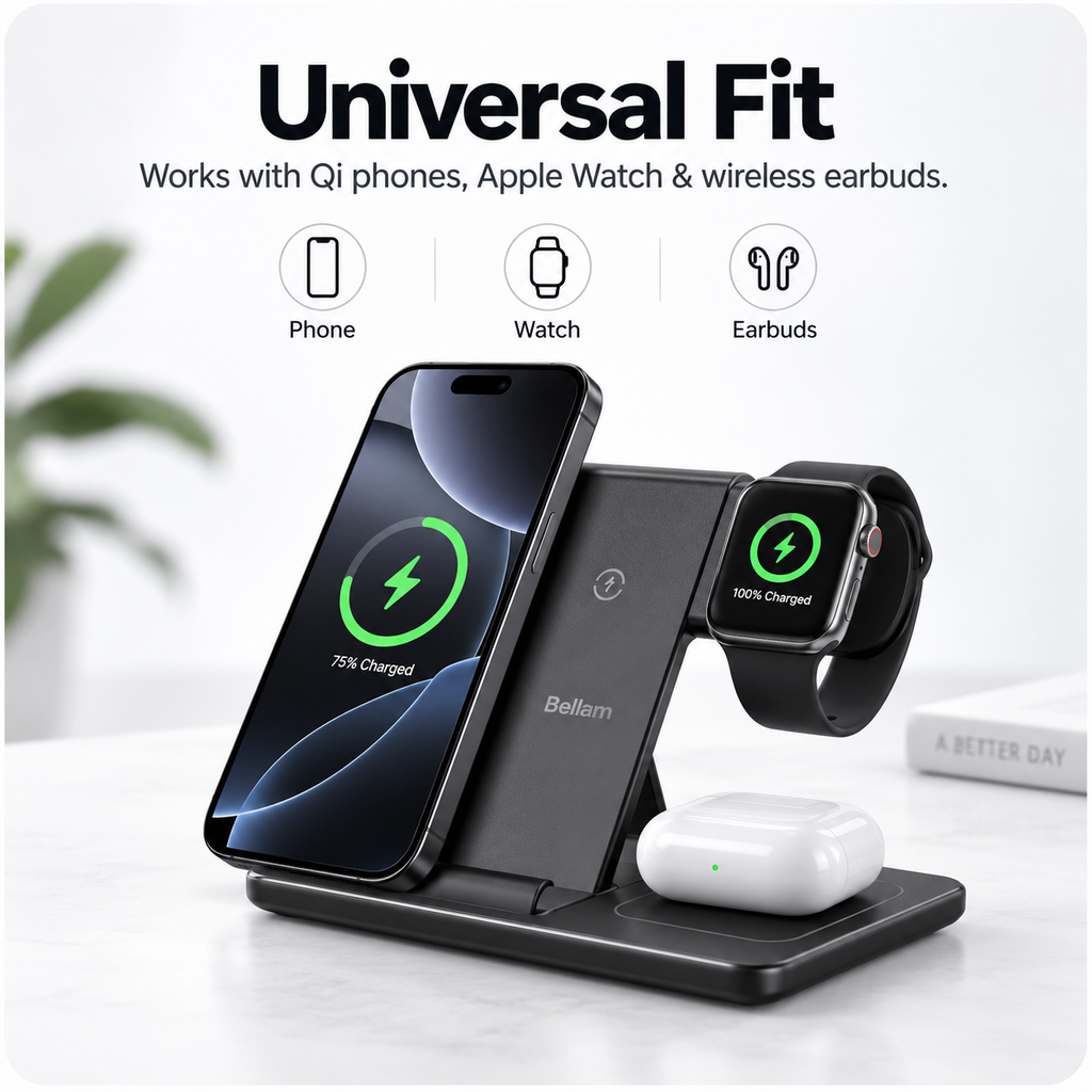 Bellam 3-in-1 Foldable Wireless Charging Station