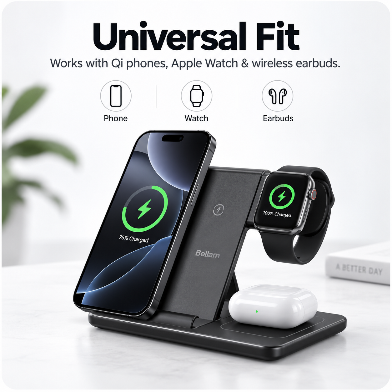 Bellam 3-in-1 Foldable Wireless Charging Station
